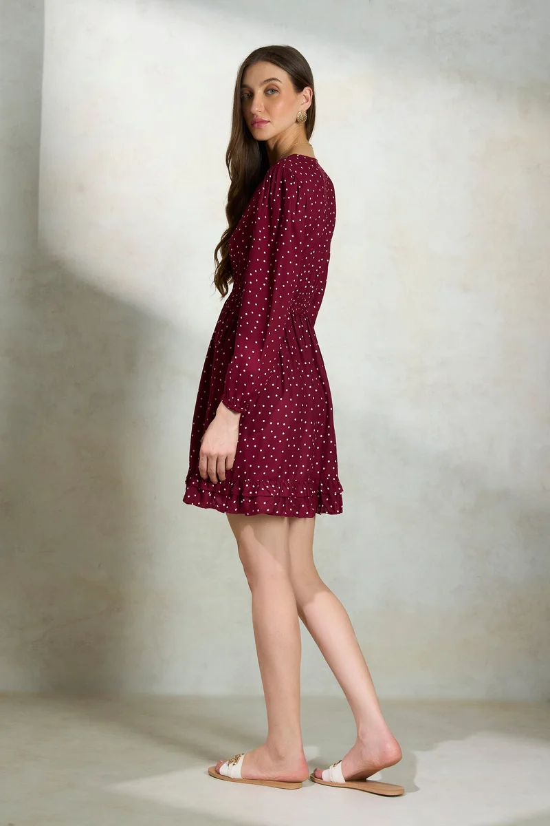فيرجيو Viscose Polka Daywear Print Dresses for Women