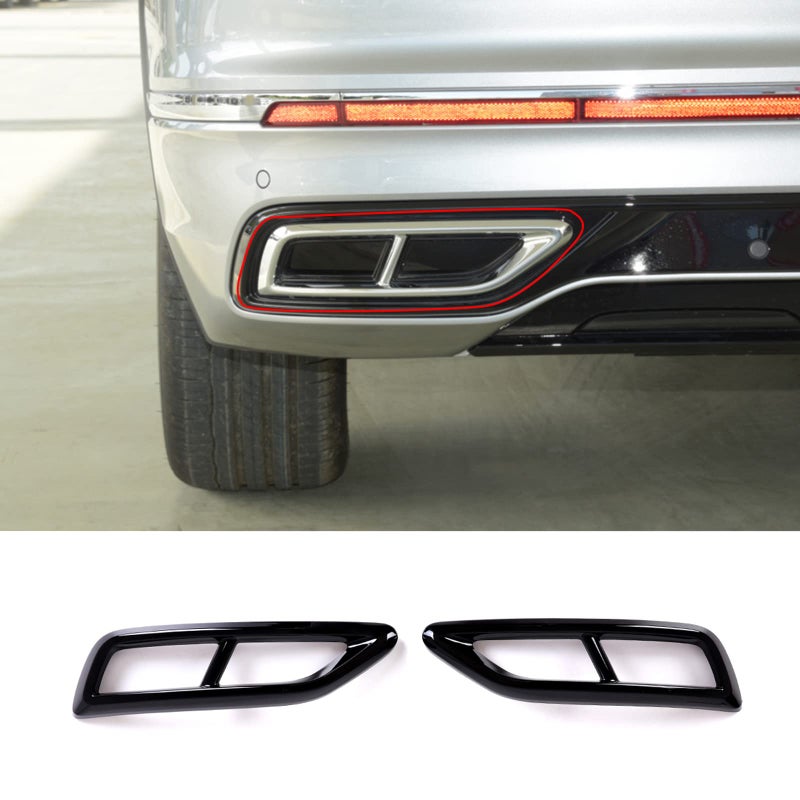 LLKUANG أغطية أنابيب العادم 1 زوج غطاء أنابيب العادم الخارجي للسيارة متوافق مع فولكس فاجن تيغوان L 2022 أغطية أنابيب العادم السوداء من ABS