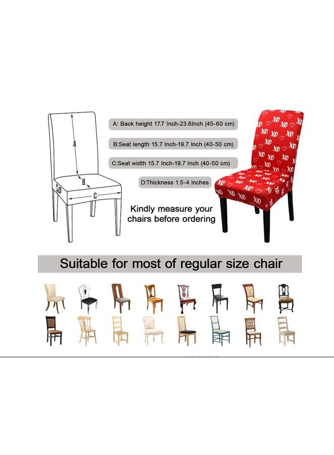 Kuyuayee Valentine's Day Chair Covers for Dining Room Set of 6 Valentines Heart Dining Chair Slipcovers 6 Pcs Stretch Removable Washable Seat Protector 6 Pack for Valentine Home and Party Decor - Image 2