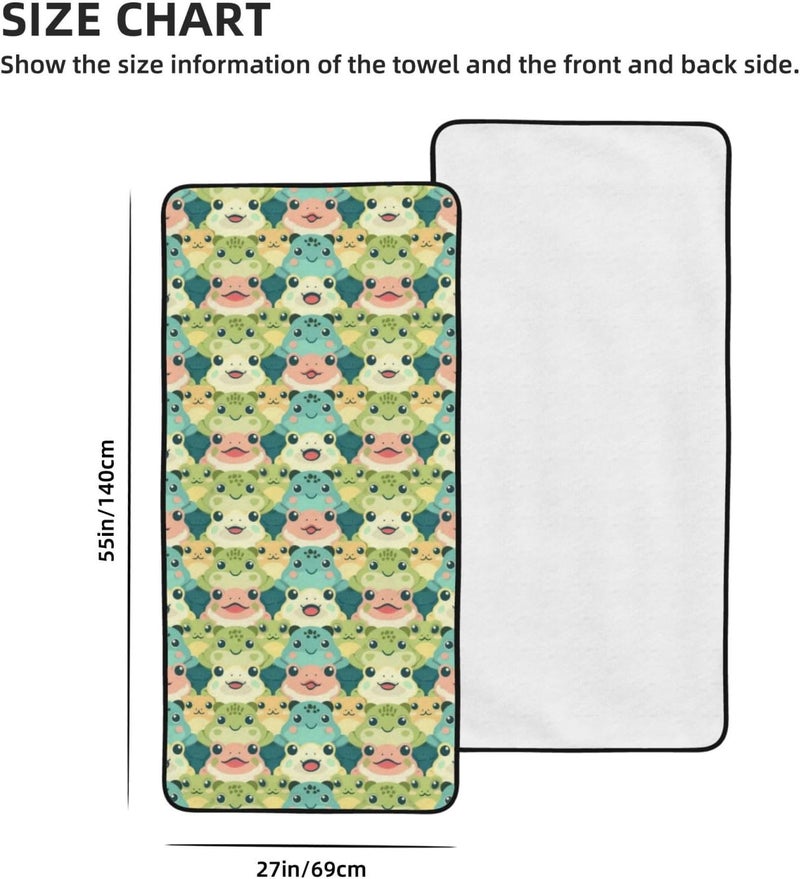 Cute Cartoon Frog Print Bath Towels 27”x55” Soft Absorbent Coral Fleece Towels for Bathroom, Quick Dry Bath Towel for Bathroom, Gym, Spa, Pool & Hotel - Image 2