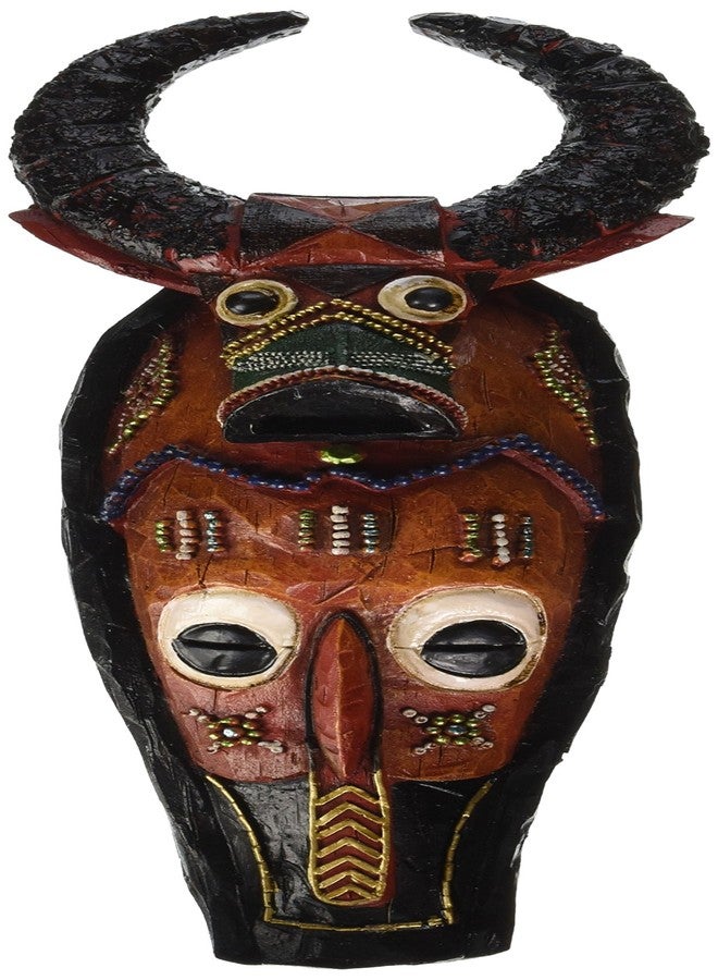 Design Toscano Masks of The Congo Cape Buffalo Wall Sculptures, woodtone 4.00" x 2.50" - Image 1