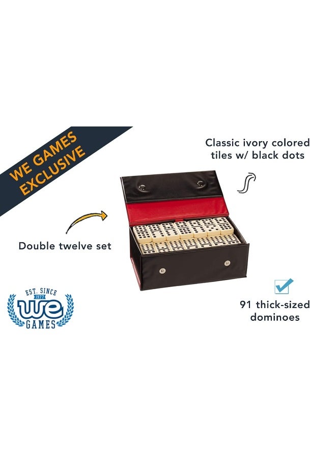 WE Games WE Games Dominos Set Double Twelve Domino Game Set, Includes 91 Thick-Style Dominos in a Retro-Style Travel Case, Domino Set for Adults, Family Table Top Game for Game Night  - Image 1