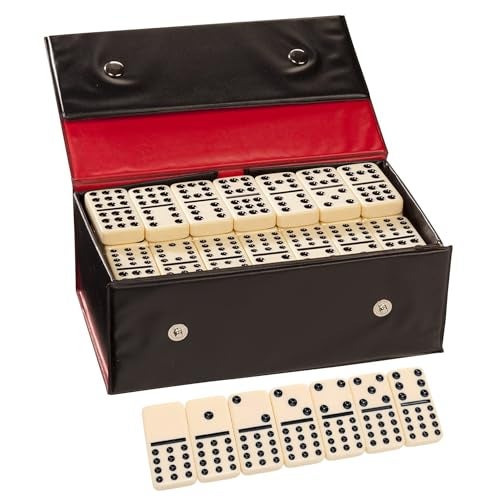 WE Games Double Twelve Dominoes Set 91 Dominoes in Retro Travel Case Ideal for Family Games Perfect for Game Night - Image 1
