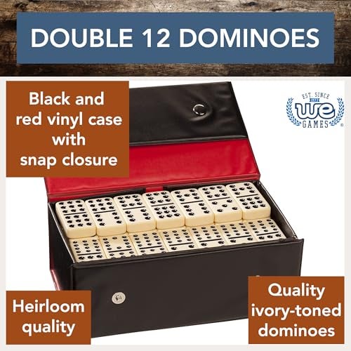 WE Games Double Twelve Dominoes Set 91 Dominoes in Retro Travel Case Ideal for Family Games Perfect for Game Night - Image 5
