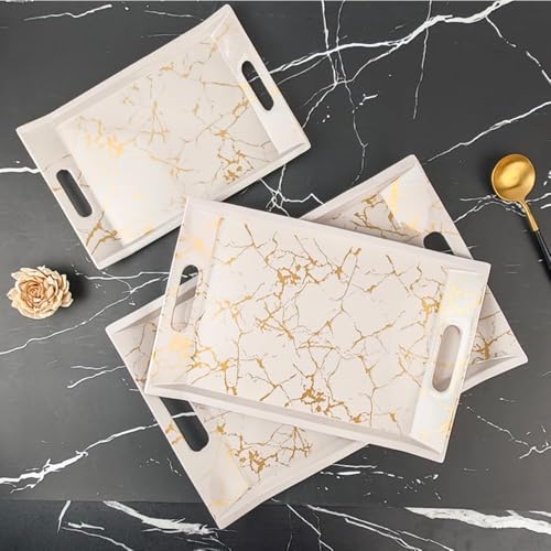UPC U.P.C. Tray Set for Serving/Melamine Tray for Serving Set of 3 Large, Medium and Small Size Villori Series Tray, Rectangular? (Tray-Vil62) - Image 1