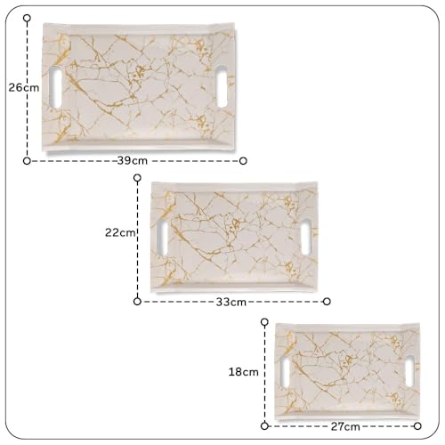 UPC U.P.C. Tray Set for Serving/Melamine Tray for Serving Set of 3 Large, Medium and Small Size Villori Series Tray, Rectangular? (Tray-Vil62) - Image 4