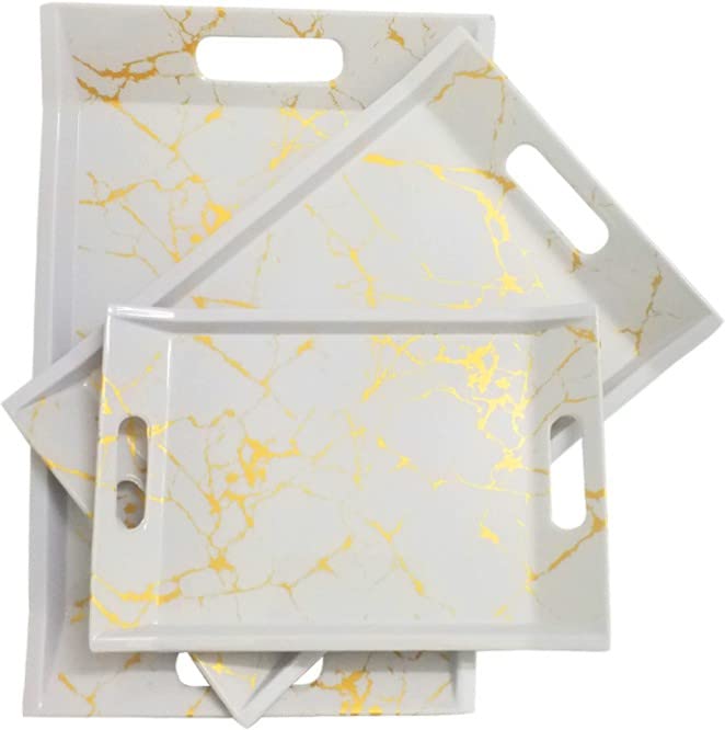 UPC U.P.C. Tray Set for Serving/Melamine Tray for Serving Set of 3 Large, Medium and Small Size Villori Series Tray, Rectangular? (Tray-Vil62) - Image 5