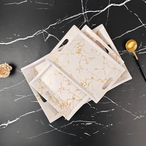 UPC U.P.C. Tray Set for Serving/Melamine Tray for Serving Set of 3 Large, Medium and Small Size Villori Series Tray, Rectangular? (Tray-Vil62) - Image 2