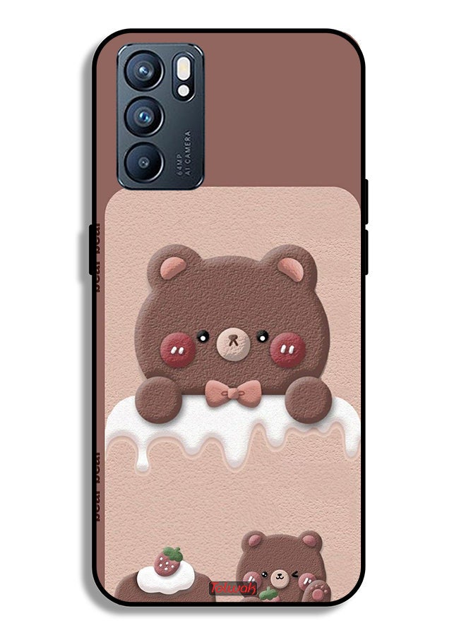 Tolwak Oppo Reno6 5G Protective Case Cover Bear Strawberry - Image 2