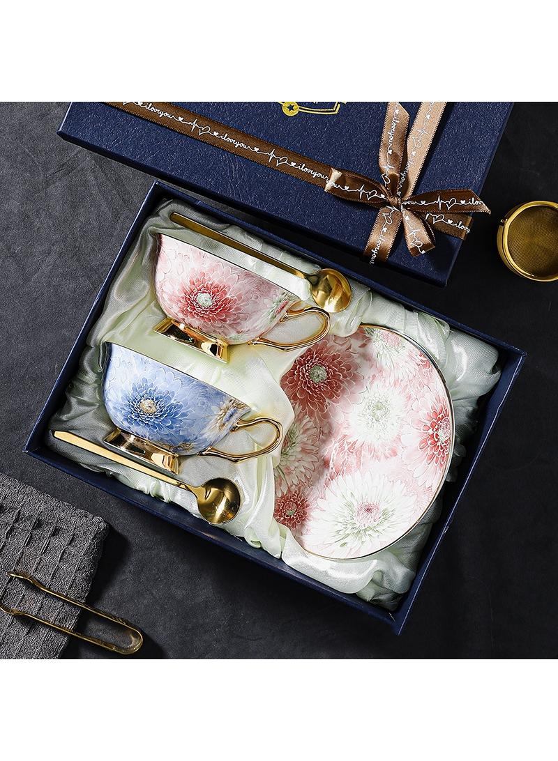 Y&D European style full color peony bone china coffee cup, ceramic plate, ceramic water cup, Coffee Cups, Tea Cup Set,  Porcelain Tea Set, Latte Cupsexquisite gift box tea cup set - Image 1
