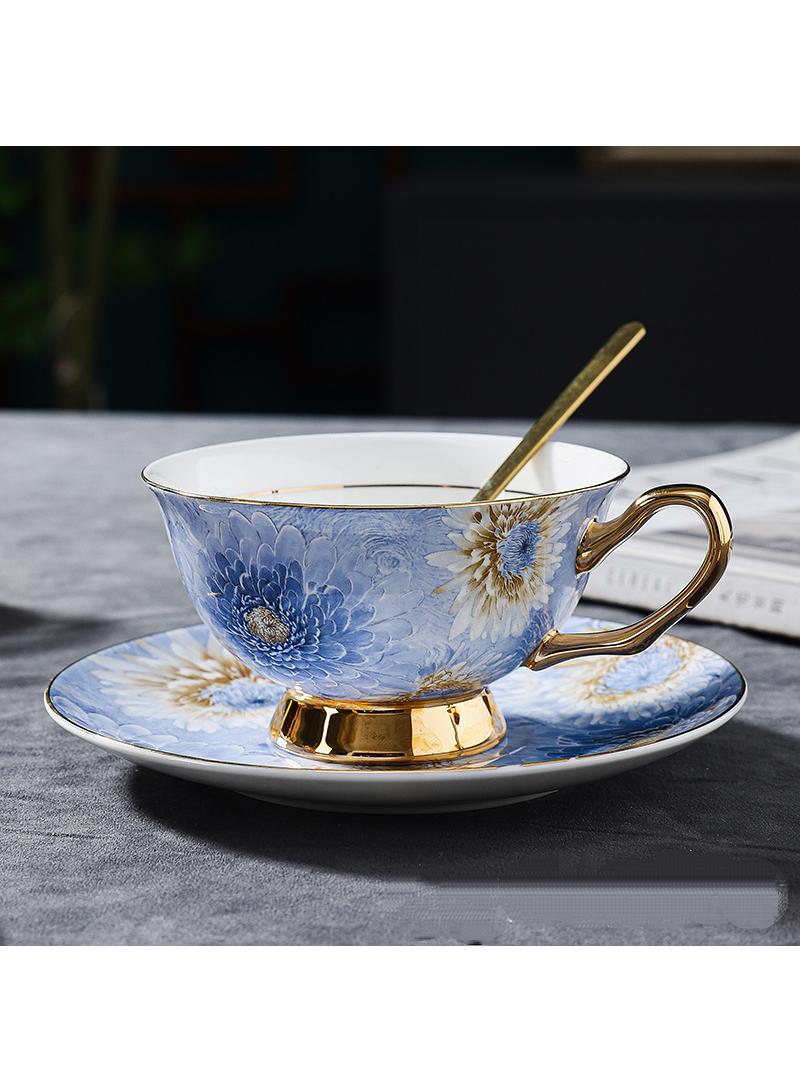 Y&D European style full color peony bone china coffee cup, ceramic plate, ceramic water cup, Coffee Cups, Tea Cup Set,  Porcelain Tea Set, Latte Cupsexquisite gift box tea cup set - Image 3