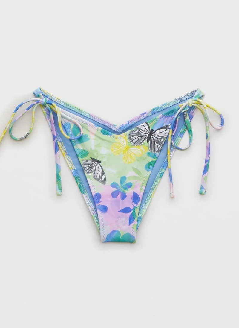 Aerie Printed Tie Detail Bikini Bottom