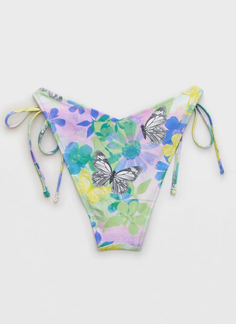Aerie Printed Tie Detail Bikini Bottom