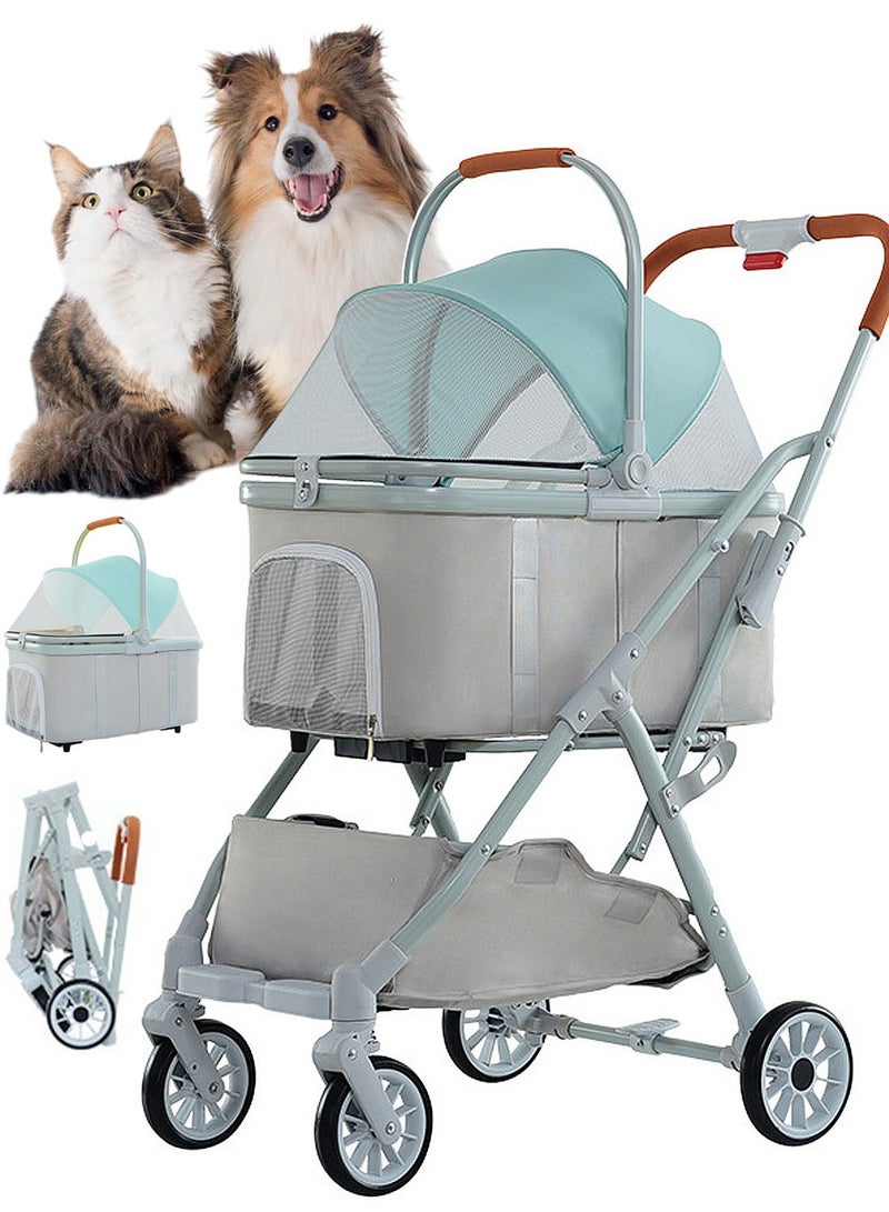 كيدل عربة حيوانات أليفة قابلة للطي وحقيبة محمولة قابلة للفصل وعربة كلاب مع سلة تخزين للكلاب الصغيرة/المتوسطة والقطط - Image 1