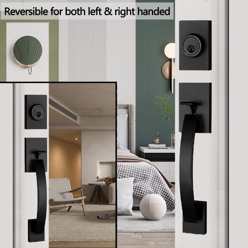 Newbang Matte Black Lever Handle With Single Front Door, Heavy Duty Handleset With Deadbolt For Offices Or Entry, Mdhst2017Db-Br - Image 3