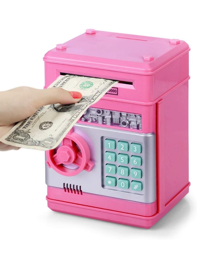 WAHA TOYS Piggy Money Bank for Kids – Password Money Safe Box with Auto Scroll Cash Slot, Coin Bank Toy for Girls & Boys Ages 4-11 – Secure Electronic ATM Money Saving Box (Pink) - Image 1