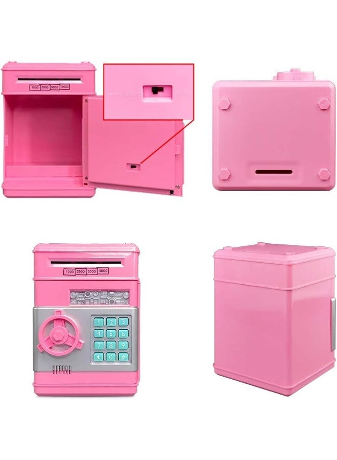 WAHA TOYS Piggy Money Bank for Kids – Password Money Safe Box with Auto Scroll Cash Slot, Coin Bank Toy for Girls & Boys Ages 4-11 – Secure Electronic ATM Money Saving Box (Pink) - Image 2