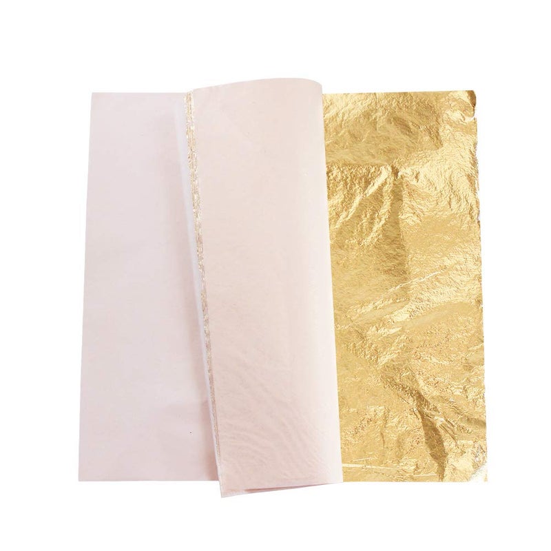KIRIN Imitation Gold Leaf Sheets Real Copper Leaf Imitation Silver Leaf Sheets Metallic Gold Foil with Brush 300 Sheets 14CM x 14CM for Gilding Painting Arts Crafts Nails and DIYS Decoration - Image 4