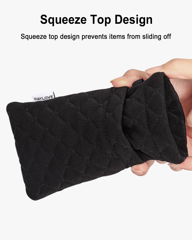 RayLove Double Glasses Case Soft Eyeglass Cases with Cleaning Cloth Squeeze Top Sunglasses Case Glasses Pouch for Women Men - Image 2