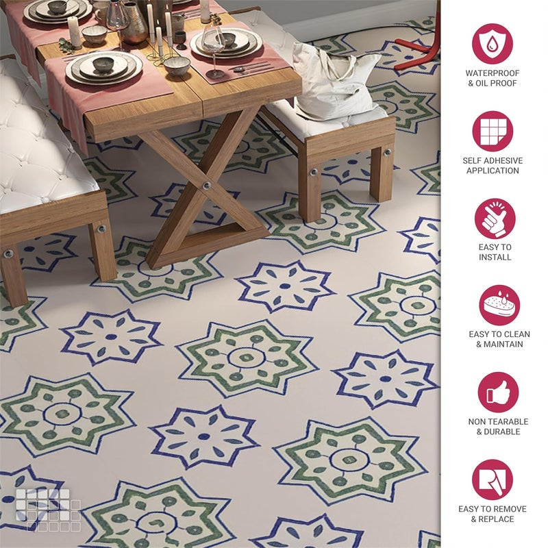 MOSAICOWALL Mosaicowall DIY Peel and Stick Self Adhesive Floor Tiles for Kitchen Living Room Antiskid Flooring Tile FST001 6 X 6 Inches Pack of 12  - Image 2