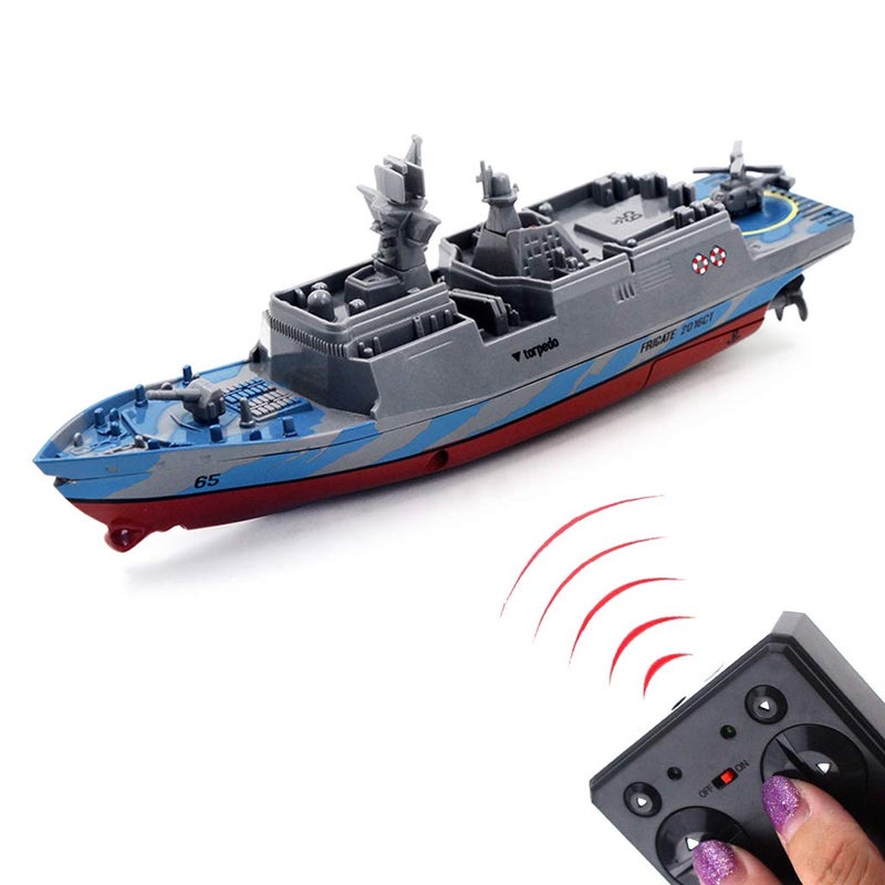 Tipmant Military RC Naval Ship Vessel Warcraft 24 GHz Remote Control Boat Speedboat Electric Water for Swimming Pool Kids Toy Birthday Gifts Grey - Image 3