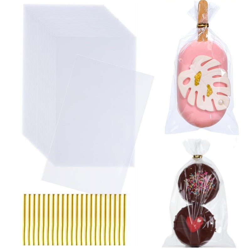 TEMLQPACK 200Pack 3x6Inches Clear Cellophane Bags with Ties - Oreo, Macaron, Soap, Rice Krispie Treat, Chocolate Truffle Gift Treat Bags for Bakery, Candy, Party Favor - Image 1