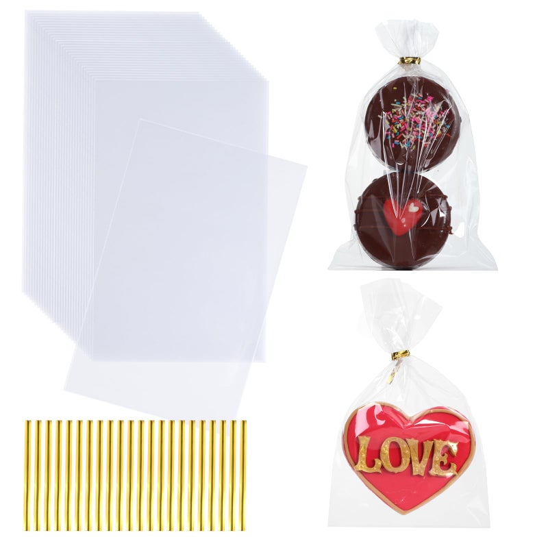 TEMLQPACK 200Pack 3x6Inches Clear Cellophane Bags with Ties - Oreo, Macaron, Soap, Rice Krispie Treat, Chocolate Truffle Gift Treat Bags for Bakery, Candy, Party Favor - Image 4