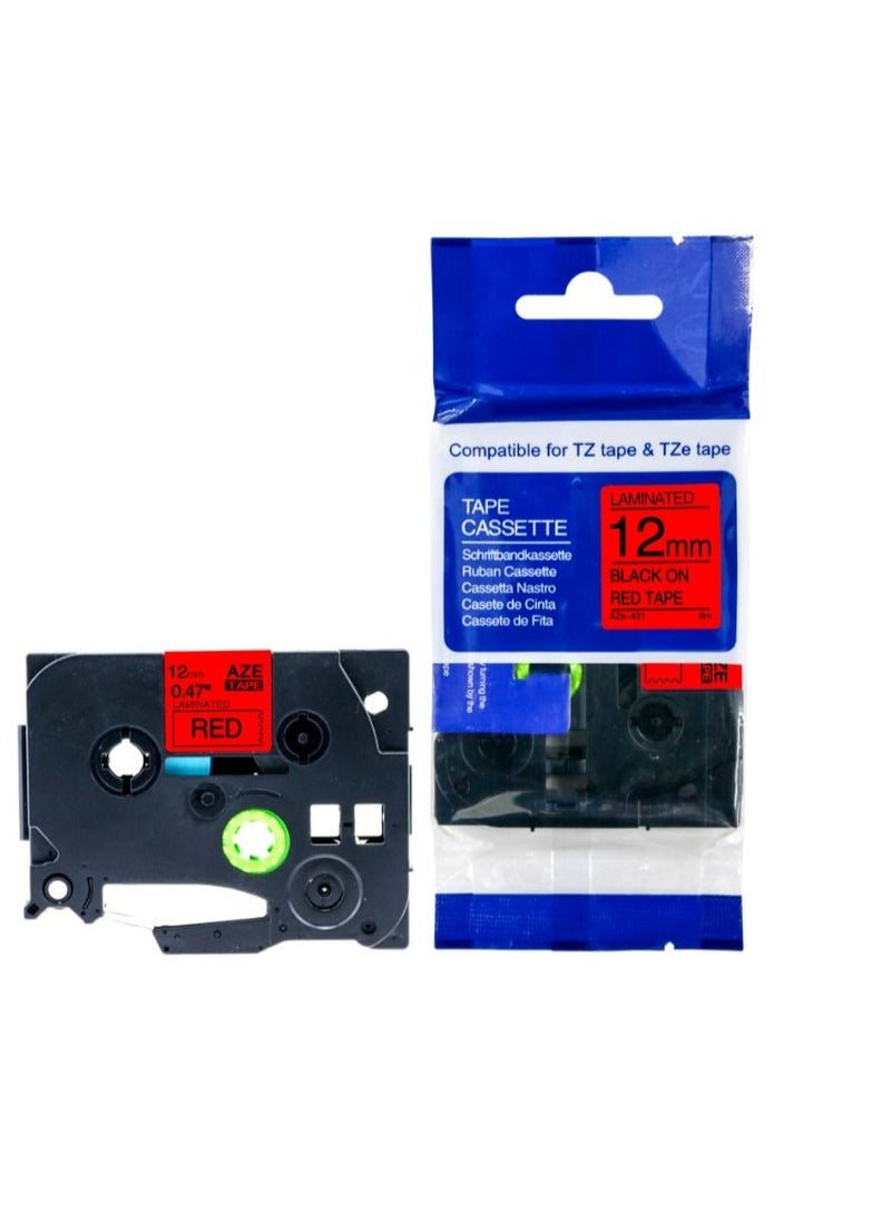 Generic - Label Sticker For Brother Red Color, 12mm - Image 1