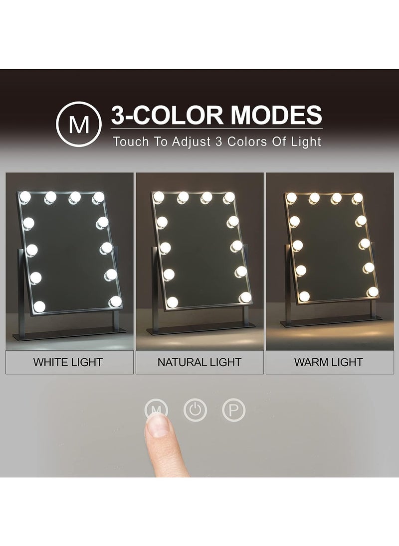 كول بيبي مرآة الزينة مع 12 أضواء LED قابلة للتعديل، 3 أوضاع لونية، 360 درجة دوران وشاشة التحكم باللمس الذكي و 360 درجة دوران مرآة مكياج لطاولة الملابس  - Image 3