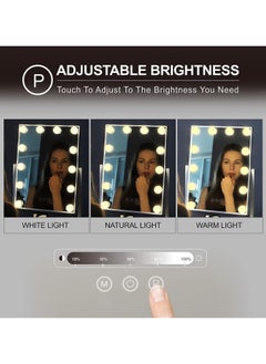 Cool Baby COOLBABY Vanity Mirror with 12 Dimmable LED Lights, 3 Color Modes, 360° Rotating and Smart Touch Control Screen & 360 Degree Rotation Makeup Mirror for Dressing Table  - Image 2
