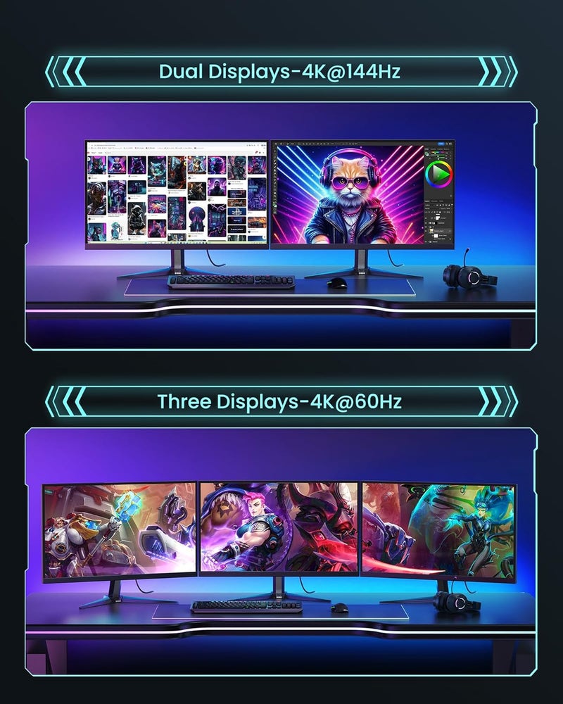سيلكلاند كابل DisplayPort 2.1 من Silkland بسرعة 54 جيجابت في الثانية، طوله 1 متر [معتمد من VESA]، دعم للتقنيات 8K@120Hz، 4K@540Hz/360Hz/240Hz، HDR10، FreeSync، G-Sync، مناسب لشاشات الألعاب بترددات 360Hz، وكذلك لأجهزة الكمبيوتر والبطاقات الرسومية مثل 5090 و 7900XTX. - Image 5