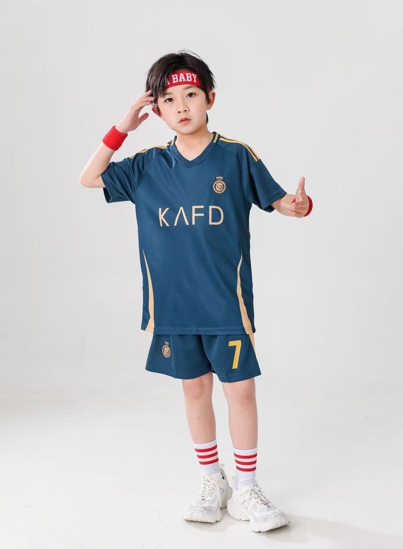 Children's soccer uniform suit boys girls soccer uniform suit children's soccer uniform short-sleeved soccer shirt with socks sportswear -28  - Image 5