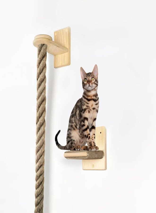 nets Tribe Cat Climbing Rope All-Mounted Scratching Posts Cat Tree with Climbing Rope, Large Ladder, and Resting Platform - Promotes Healthy Habits and Provides Endless Fun (Light Brown) - Image 2