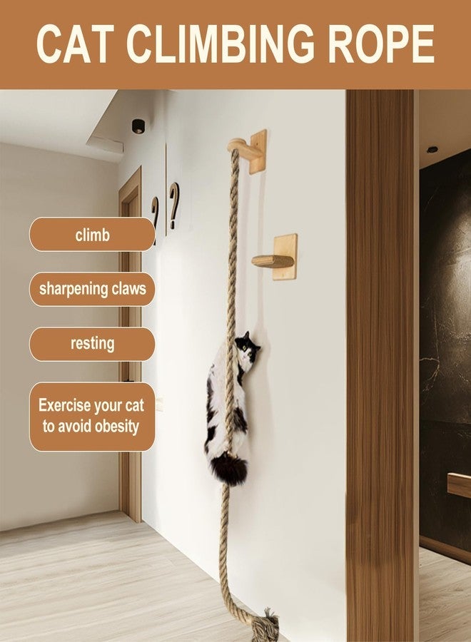nets Tribe Cat Climbing Rope All-Mounted Scratching Posts Cat Tree with Climbing Rope, Large Ladder, and Resting Platform - Promotes Healthy Habits and Provides Endless Fun (Light Brown) - Image 3