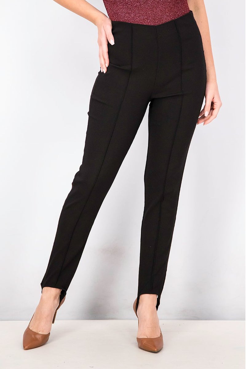 Mohito Women Regular Fit High Waisted Sling Back Hem Plain Pants, Black - Image 1