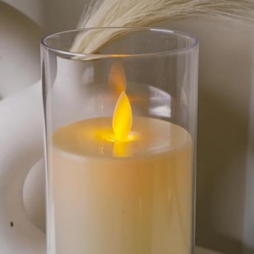 Chronos Acrylic Glass LED Moving Flame Pillar Candle, Flameless, Smokeless, Realistic Flickering, Warm White Light for Home Decor, Diwali, and Christmas (5 Inch) - Image 4