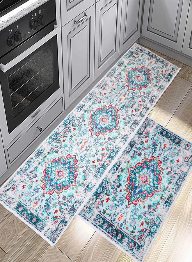 Mightree Kitchen Rugs Sets of 2 – Ultra Soft Non-Slip Washable Floor Mats, Waterproof Boho Runner Rug & Sink Mat for Kitchen, Laundry, Office (17.7"x29.5" + 17.7"x47") - Image 1