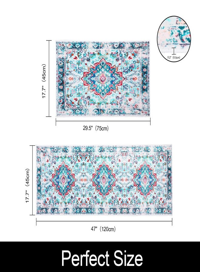 Mightree Kitchen Rugs Sets of 2 – Ultra Soft Non-Slip Washable Floor Mats, Waterproof Boho Runner Rug & Sink Mat for Kitchen, Laundry, Office (17.7"x29.5" + 17.7"x47") - Image 2
