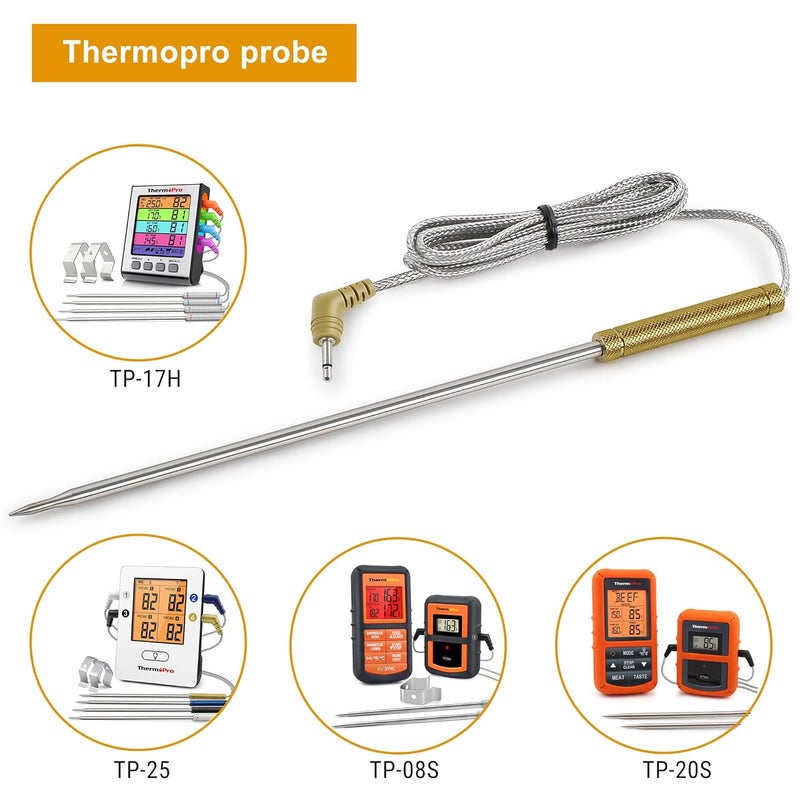 ThermoPro Official Stainless Steel Probe Replacement Stainless Meat Probe for TP25, TP27 (Golden) - Image 4