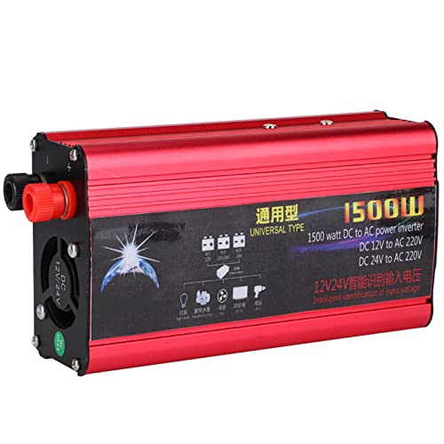 Ymiko محول طاقة السيارة 1500 واط شاحن USB محول محول موجة جيبية معدلة DC 12V/24V إلى AC 220V معدن بلاستيك موجة جيبية معدلة أحمر + أسود - Image 5