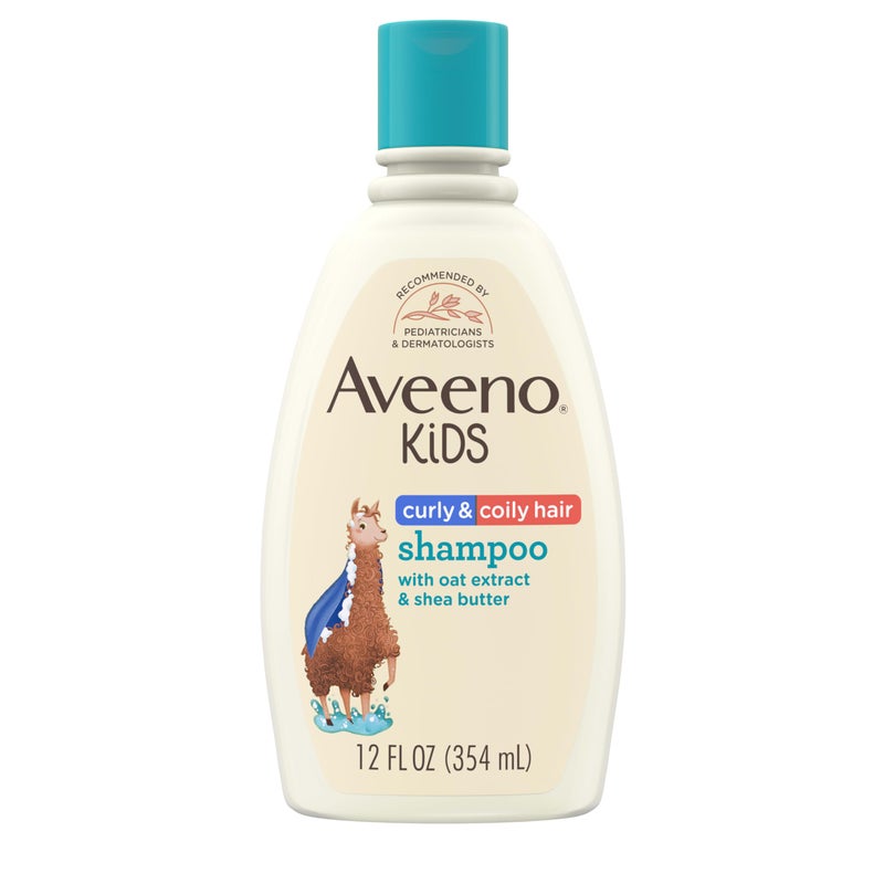 Aveeno Baby Aveeno Kids Curly Coily Hair Shampoo Hydrating Shampoo for Type 3 4 Hair Kids Curly Hair Products suitable for Sensitive Scalps with Oat Extract Shea Butter ParabenFree 12 fl oz
