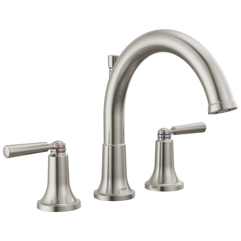Delta Saylor Roman Tub Faucet Brushed Nickel Deck Mount Bathtub Faucet Stainless T2735SS Valve Not Included - Image 2