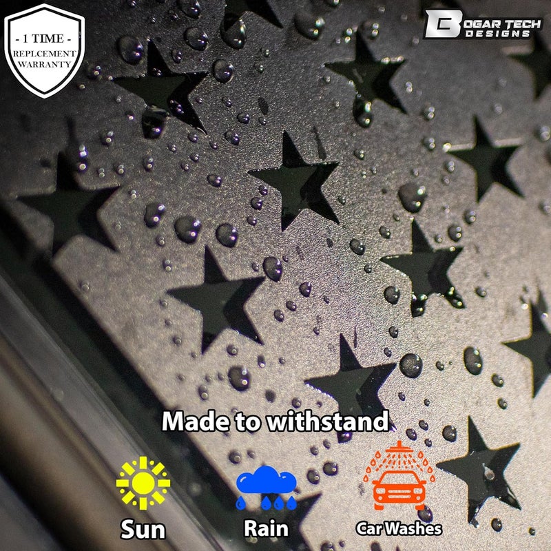 BOGAR TECH DESIGNS Precut American Flag Rear Side Quarter Window Decals for Toyota Rav4 2019-2021, Matte Black - Image 5