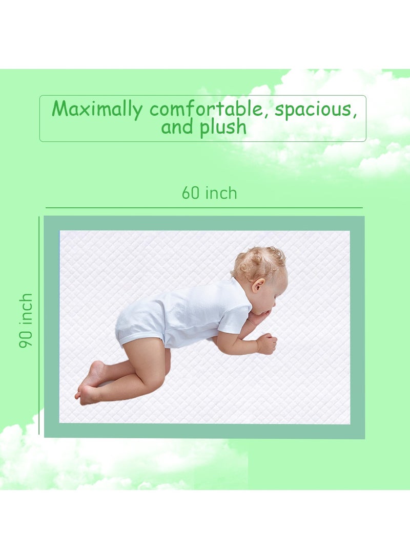 Cute 'n' Cuddle Pack Of 150 Disposable Soft Ultra Absorbent Waterproof Diaper Mess-Free Changing Mat Liners Baby Changing Mat Cover Bed Pads, Green, 60 CM X 90 CM - Image 3