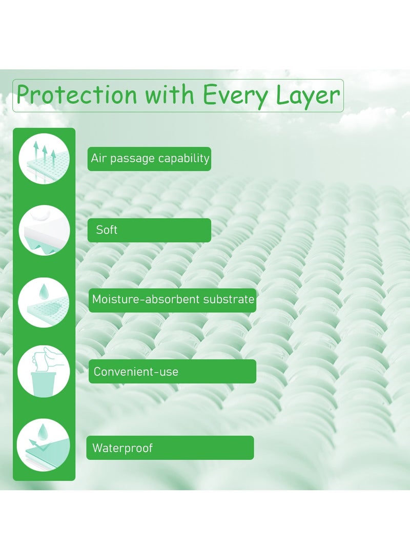Cute 'n' Cuddle Pack Of 150 Disposable Soft Ultra Absorbent Waterproof Diaper Mess-Free Changing Mat Liners Baby Changing Mat Cover Bed Pads, Green, 60 CM X 90 CM - Image 5
