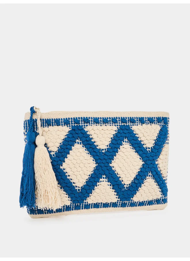 Styli Styli Diamond Pattern Clutch with Tassel