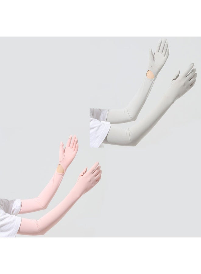2 Pcs UV Protection Women's Driving Gloves Full Finger Arm Sleeve Long UV Sun Protection Gloves  - Image 1