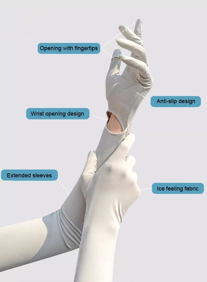 2 Pcs UV Protection Women's Driving Gloves Full Finger Arm Sleeve Long UV Sun Protection Gloves  - Image 5