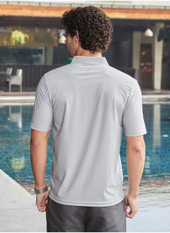 كامبوس سوترا Men's Coin Grey Seamless Waffle Polo T-Shirt  - Image 5
