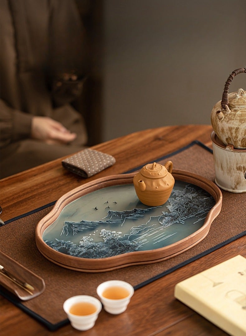 New Chinese Style Landscape Bamboo Glass Household Tea Cup And Tea Set High-End Tray  - Image 4